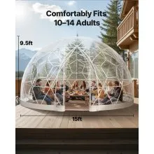 15x9.5 ft Garden Bubble Tent for 10-14 Person Outdoor Clear Geodesic Dome Window