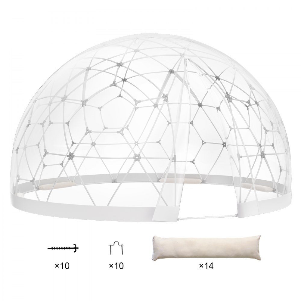 VEVOR Dome Bubble Tent, 12FT PVC Cover, Outdoor Geodesic House Camping Shelter, Upgraded Garden Igloo with Transparent Window, Waterproof Clear Weather Pod for Camping,Patio, Dining Backyard, Party