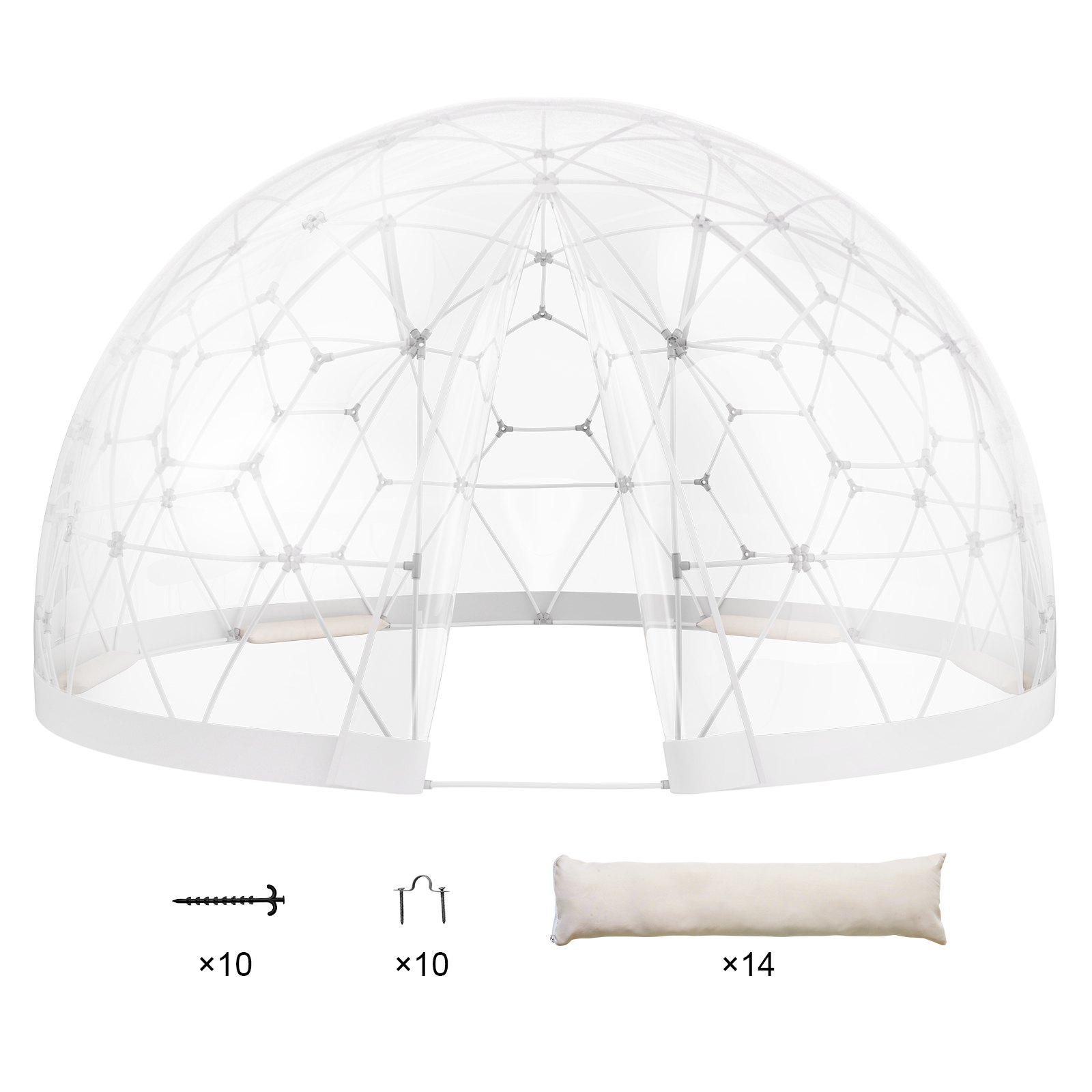 VEVOR Dome Bubble Tent, 12FT PVC Cover, Outdoor Geodesic House Camping Shelter, Upgraded Garden Igloo with Transparent Window, Waterproof Clear Weather Pod for Camping,Patio, Dining Backyard, Party