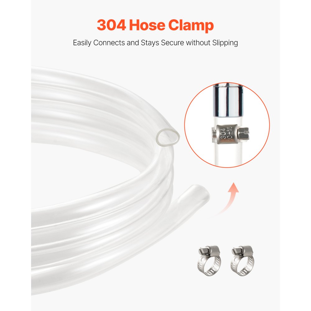VEVOR Clear Vinyl Tubing, 1/2" ID x 5/8" OD, 10FT Plastic PVC Tubing, Flexible and Cuttable Clear Hose, 1/16 in Wall Thickness, High-strength PVC Material for Aquarium Irrigation Swimming Pool Lab