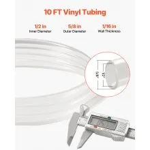Clear Vinyl Tubing 1/2" ID x 5/8" OD 10FT Plastic PVC Tubing Flexible Hose