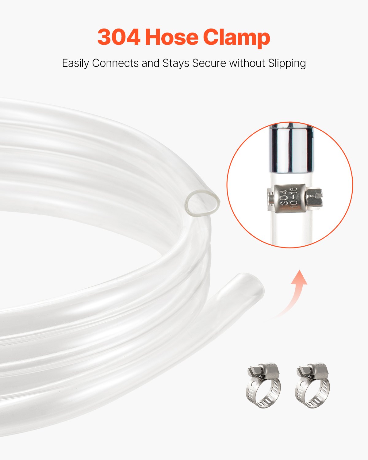 VEVOR Clear Vinyl Tubing, 1/2" ID x 5/8" OD, 10FT Plastic PVC Tubing, Flexible and Cuttable Clear Hose, 1/16 in Wall Thickness, High-strength PVC Material for Aquarium Irrigation Swimming Pool Lab