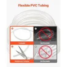Clear Vinyl Tubing 3/8" ID x 1/2" OD 50FT Plastic PVC Tubing Flexible Hose
