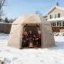 VEVOR Pop up Gazebo Screen Tent, 3.6x3.6 m, 13-Sided Spherical Camping Canopy Tent with Removable Top & Carry Bag, Quick-Set & Bite-Proof, Screen House Sun Shelter for 8-10 Persons, Beige