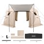 VEVOR Pop up Gazebo Screen Tent, 4.57 x 4.57 m, 13-Sided Spherical Camping Canopy Tent with Removable Top & Carry Bag, Quick-Set & Bite-Proof, Screen House Sun Shelter for 12-15 Persons, Beige