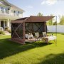 VEVOR Pop up Gazebo Screen Tent, 3.6 x 3.6 m Large 6-Sided Camping Canopy Tent with Removable Top & Carry Bag, Quick-Set & Bite-Proof, Screen House Sun Shelter for 8-10 Persons Backyard Patio, Brown