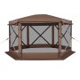 VEVOR Pop up Gazebo Screen Tent, 3.6 x 3.6 m Large 6-Sided Camping Canopy Tent with Removable Top & Carry Bag, Quick-Set & Bite-Proof, Screen House Sun Shelter for 8-10 Persons Backyard Patio, Brown