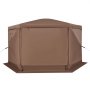 VEVOR Pop up Gazebo Screen Tent, 3.6 x 3.6 m Large 6-Sided Camping Canopy Tent with Removable Top & Carry Bag, Quick-Set & Bite-Proof, Screen House Sun Shelter for 8-10 Persons Backyard Patio, Brown