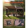 VEVOR Pop up Gazebo Screen Tent, 15 x 15 ft Large 8-Sided Camping Canopy Tent with Removable Top & Carry Bag, Quick-Set & Bite-Proof, Screen House Sun Shelter for 12-15 Persons Backyard Patio, Brown