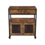 VEVOR Coffee Bar Cabinet, 24.1 x 14.2 x 27.8 in Farmhouse Coffee Bar Cabinet with 4-Tier Storage, Movable Coffee Bar Table with Wheels & Mesh Door, Sideboard Buffet Cabinet for Kitchen, Entryway