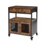 VEVOR Coffee Bar Cabinet, 24.1 x 14.2 x 27.8 in Farmhouse Coffee Bar Cabinet with 4-Tier Storage, Movable Coffee Bar Table with Wheels & Mesh Door, Sideboard Buffet Cabinet for Kitchen, Entryway