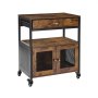 VEVOR Coffee Bar Cabinet, 24.1 x 14.2 x 27.8 in Farmhouse Coffee Bar Cabinet with 4-Tier Storage, Movable Coffee Bar Table with Wheels & Mesh Door, Sideboard Buffet Cabinet for Kitchen, Entryway