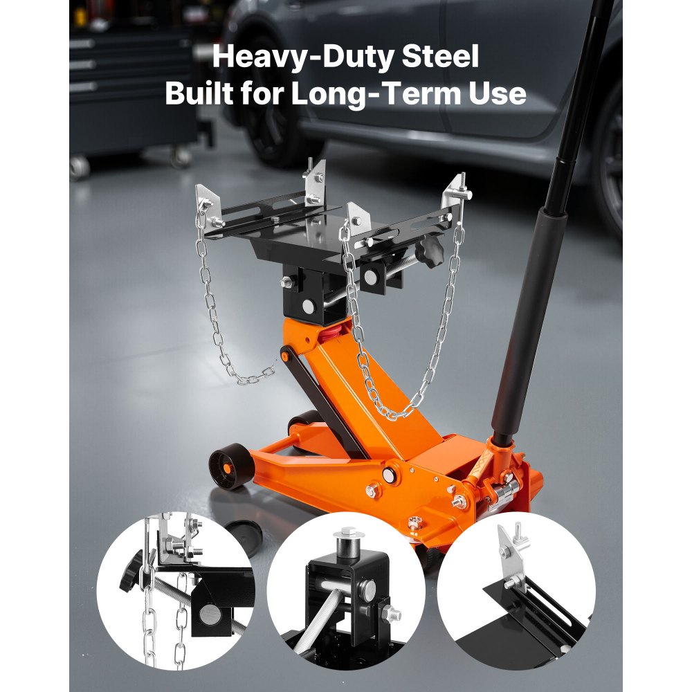 VEVOR Transmission Jack Adapter, 1100 lbs / 0.5 Ton Load Capacity Automotive Transmission Lift Adapter, Heavy-Duty Steel, for Floor Jack with 1-1/5 in Detachable Saddle Shaft, for Garage, Repair Shop