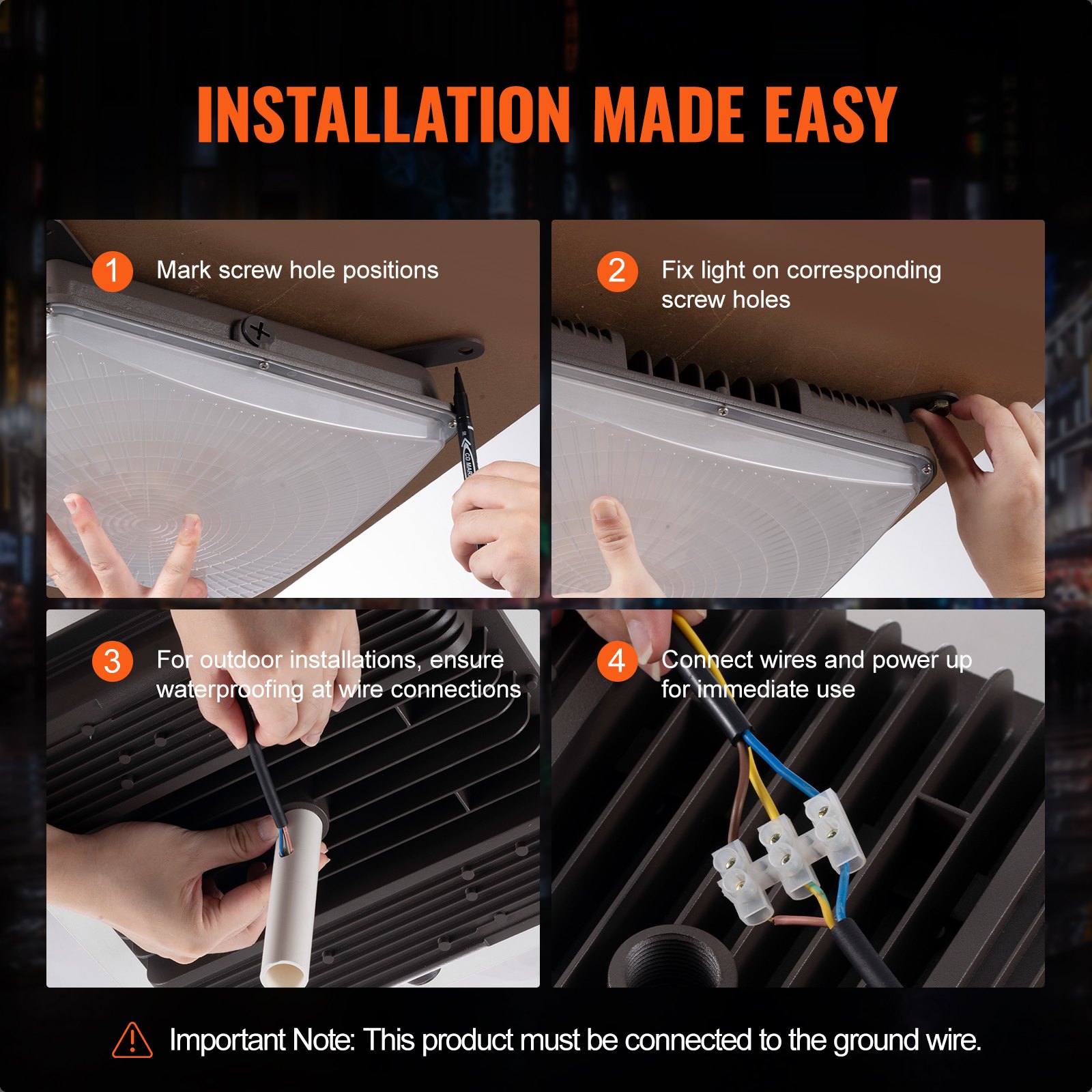 VEVOR LED Canopy Light, 150W, 16500LM 5000K Daylight Commercial Industrial Outdoor Canopy Light, 315mm x 315mm Surface Mount Ceiling Lighting for Gas Station Warehouse Garage Street Shop Hotel, IP65