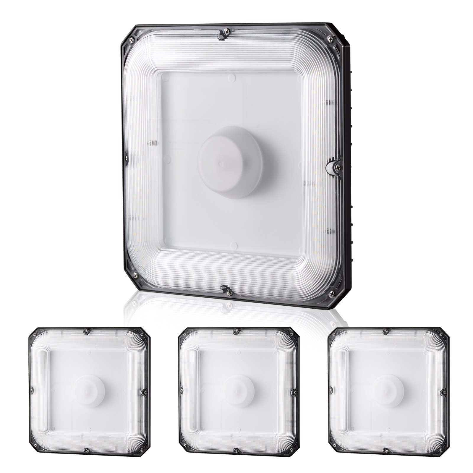 VEVOR 4 Pack LED Canopy Lights, 80W, 8800LM 5000K Daylight Commercial Industrial Outdoor Canopy Lights, 256 x 256 mm Surface Mount Ceiling Lighting for Gas Station Warehouse Garage Street Shop, IP65