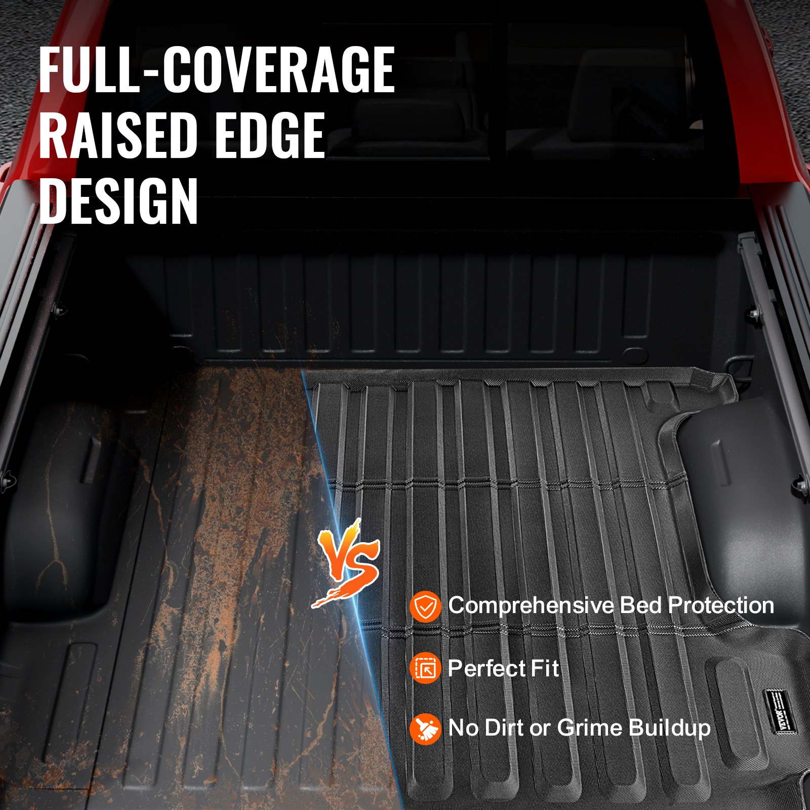 VEVOR Truck Bed Mat, Compatible with 2019-2024 Dodge Ram1500, TPE Truck Bed Liner Mat Fits for 5.6 FT Bed, Thick and Heavy-Duty Bed Mat Car Accessories for All-Weather Protection, Prevent Slipping