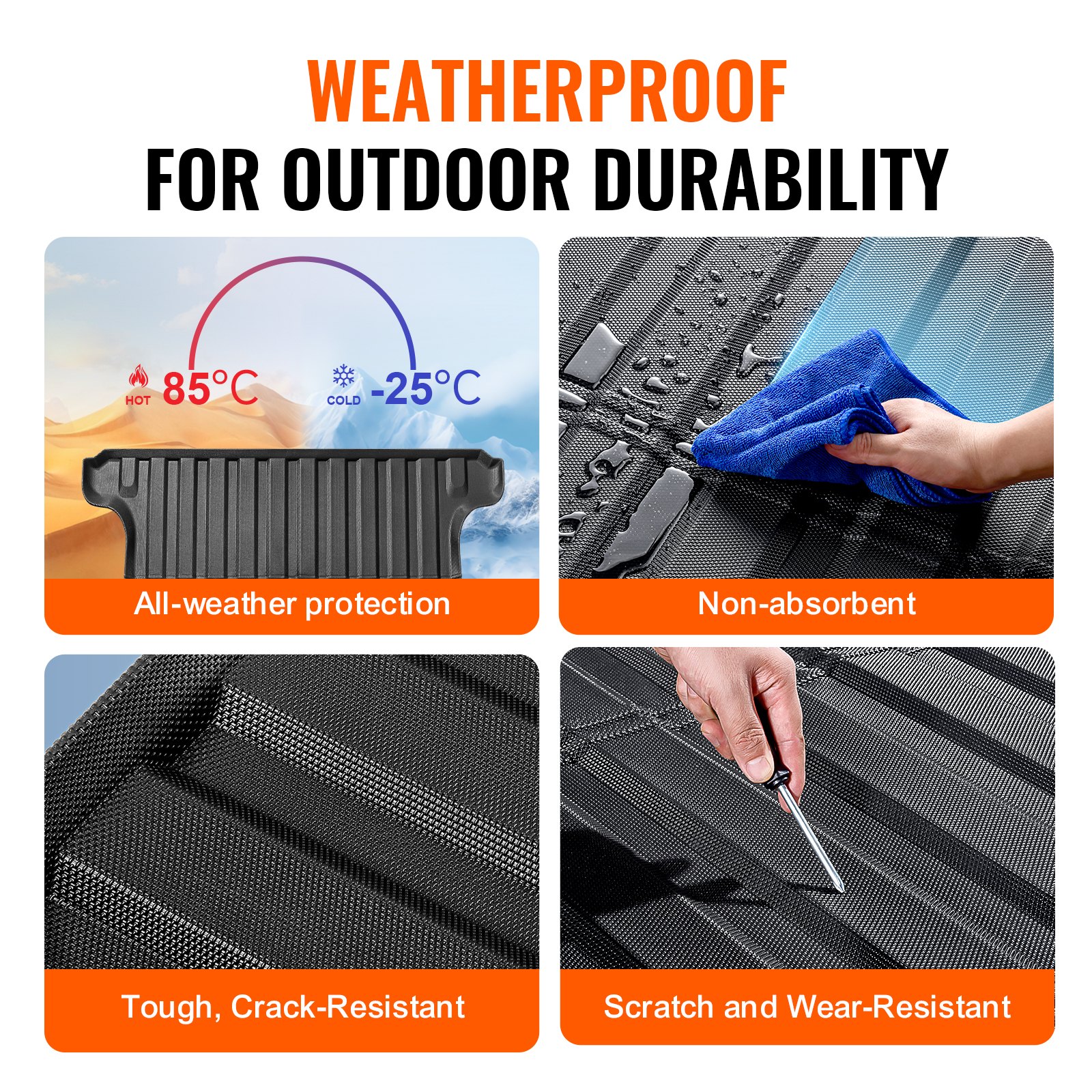 VEVOR Truck Bed Mat, Compatible with 2019-2024 Dodge Ram1500, TPE Truck Bed Liner Mat Fits for 5.6 FT Bed, Thick and Heavy-Duty Bed Mat Car Accessories for All-Weather Protection, Prevent Slipping