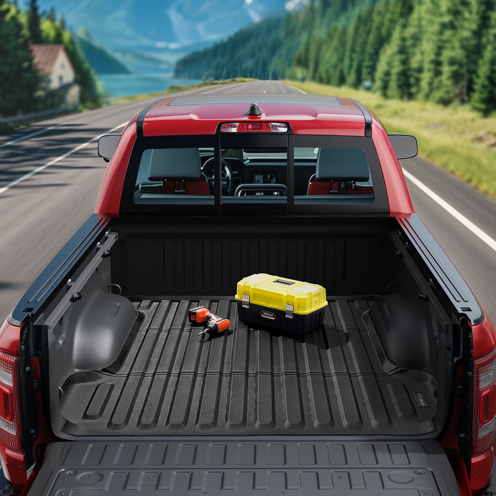 VEVOR Truck Bed Mat, Compatible with 2019-2024 Dodge Ram1500, TPE Truck Bed Liner Mat Fits for 5.6 FT Bed, Thick and Heavy-Duty Bed Mat Car Accessories for All-Weather Protection, Prevent Slipping