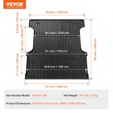 VEVOR Truck Bed Mat Fit 2022-2024 Toyota Tundra TPE Truck Bed Liner Tilbehør