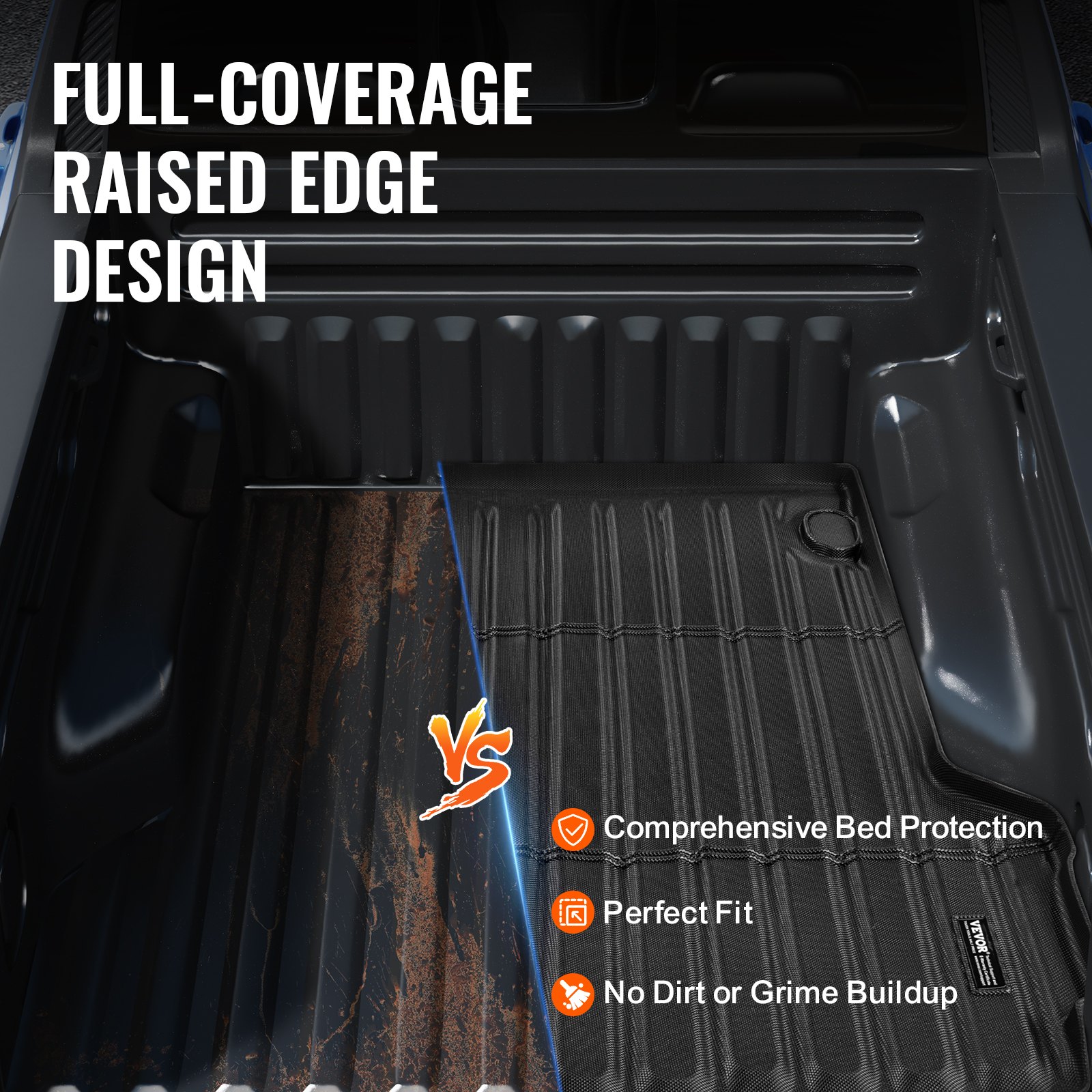 VEVOR Truck Bed Mat, Compatible with 2022-2024 Ford Maverick, TPE Truck Bed Liner Mat Fits for 5 FT Bed, Thick and Heavy-Duty Bed Mat Car Accessories for All-Weather Protection, Prevent Slipping