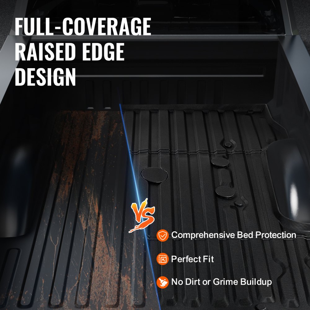 VEVOR Truck Bed Mat, Compatible with 2017-2024 Ford F250/F350, TPE Truck Bed Liner Mat Fits for 6.8 FT Bed, Thick and Heavy-Duty Bed Mat Car Accessories for All-Weather Protection, Prevent Slipping