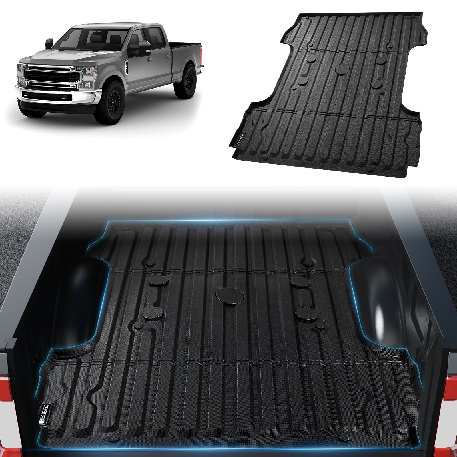 VEVOR Truck Bed Mat, Compatible with 2017-2024 Ford F250/F350, TPE Truck Bed Liner Mat Fits for 6.8 FT Bed, Thick and Heavy-Duty Bed Mat Car Accessories for All-Weather Protection, Prevent Slipping