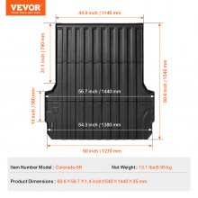 Tapete para caçamba de caminhão VEVOR para Chevrolet Colorado/GMC Canyon 2023-2024