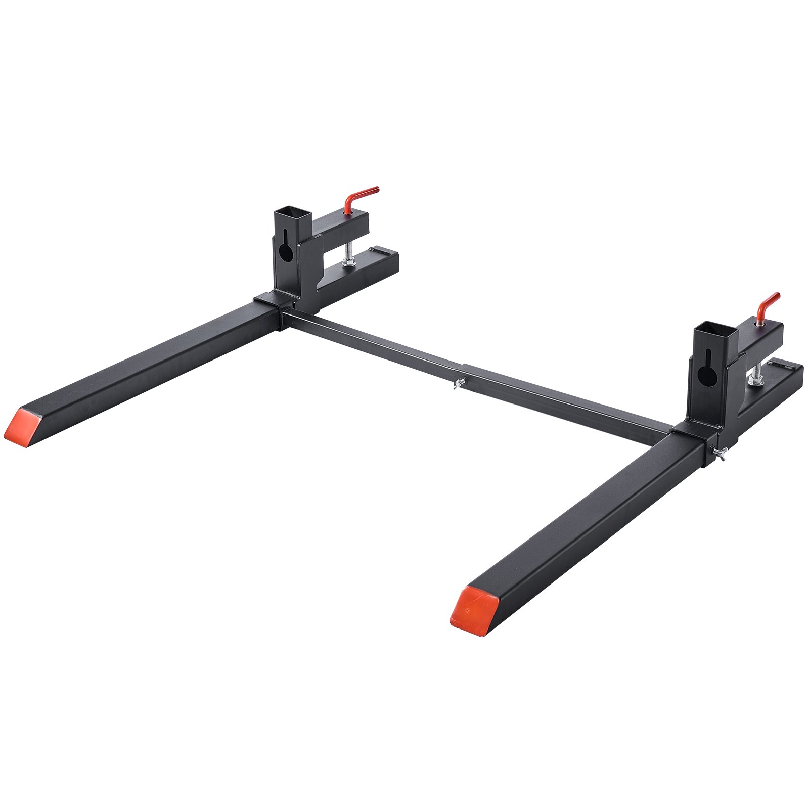 VEVOR Pallet Forks, 2000 lbs Clamp on Pallet Forks, 43-Inch Total Length Heavy-Duty Tractor Fork with Adjustable Stabilizer Bar for Tractor Attachments, Loader Bucket, and Skid Steer, Black
