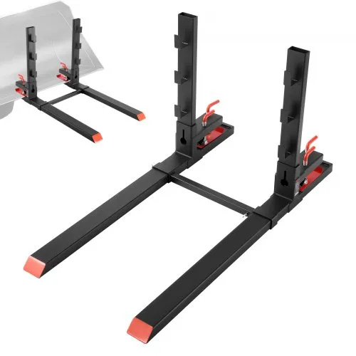 VEVOR Pallet Forks, 4000 lbs Clamp on Pallet Forks, 60-Inch Total Length Heavy-Duty Tractor Fork with Anti-Tilt Bar & Adjustable Stabilizer Bar, Fit for Loader Bucket Skid Steer Tractor, Black