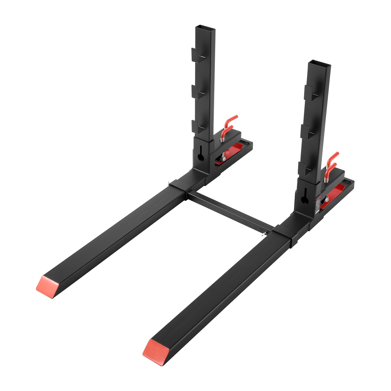 VEVOR Pallet Forks, 1814 kg Clamp on Pallet Forks, 149 cm Total Length Heavy-Duty Tractor Fork with Anti-Tilt Bar & Adjustable Stabilizer Bar, Fit for Loader Bucket Skid Steer Tractor, Black