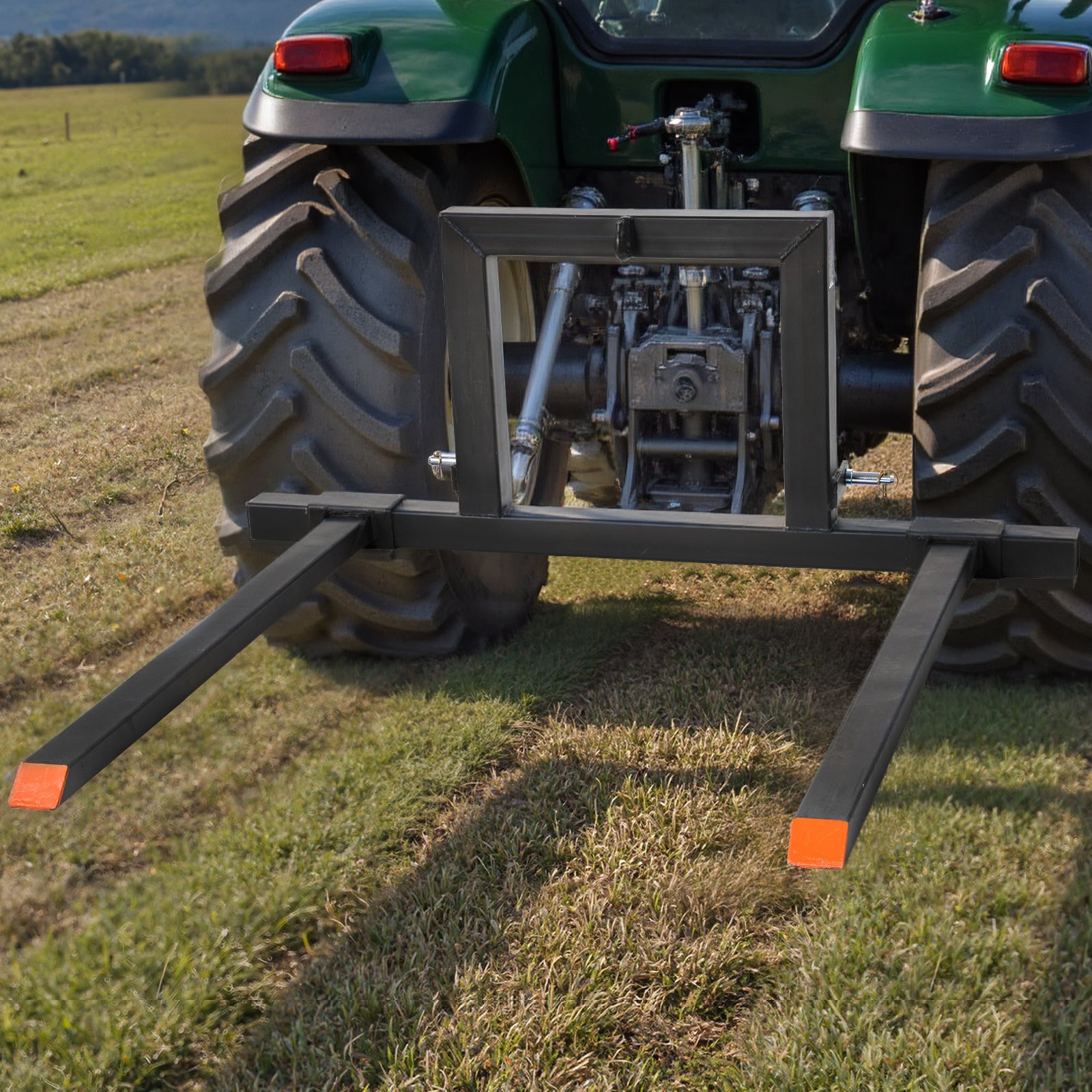 VEVOR 3 Point Hitch Pallet Forks, 680 kg Clamp on Pallet Forks, 128 cm Total Length Heavy-Duty Tractor Fork with 73.5-117 cm Adjustable Fork Width, Quick Hitch Attachments for Category 1 Tractors