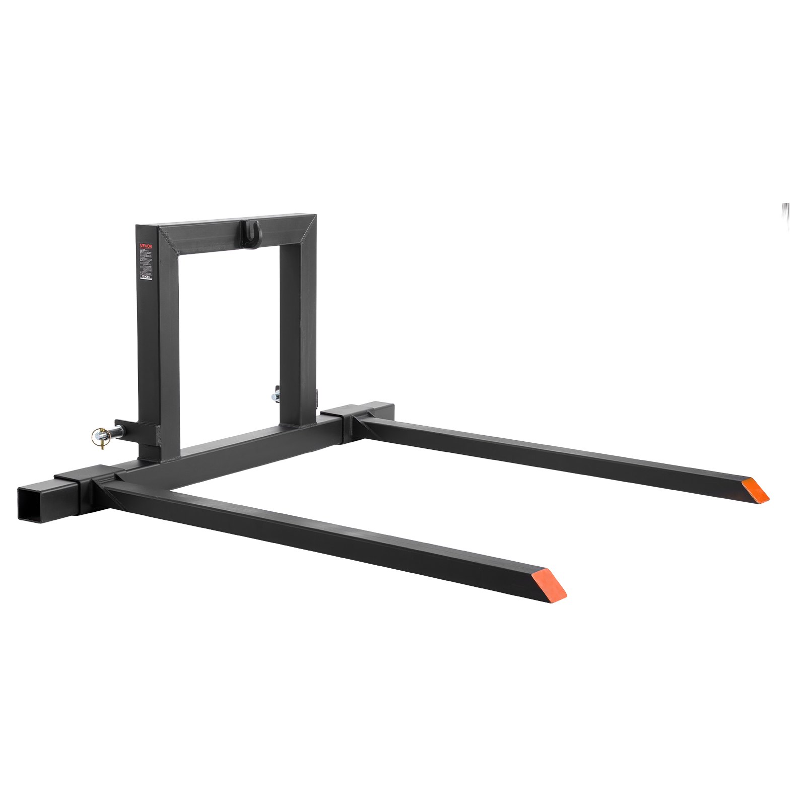 VEVOR 3 Point Hitch Pallet Forks, 680 kg Clamp on Pallet Forks, 128 cm Total Length Heavy-Duty Tractor Fork with 73.5-117 cm Adjustable Fork Width, Quick Hitch Attachments for Category 1 Tractors