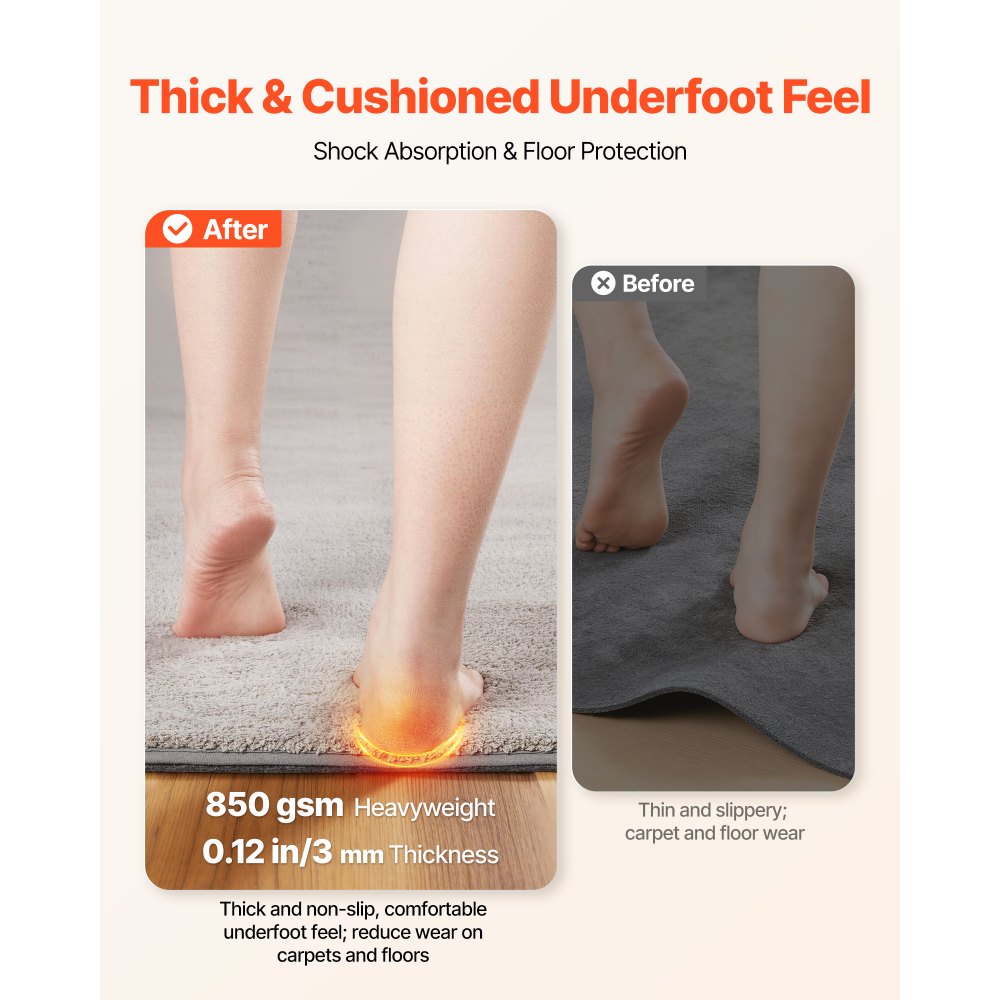 VEVOR Rug Pad 1.52 x 2.13 m, Non-slip Carpet Area Pad, Rug Mat Padding with Dual Surface Felt Cushion & Rubber Gripper, Hardwood Floor Protection for All Floors, Finishes, Keeps Carpets in Place