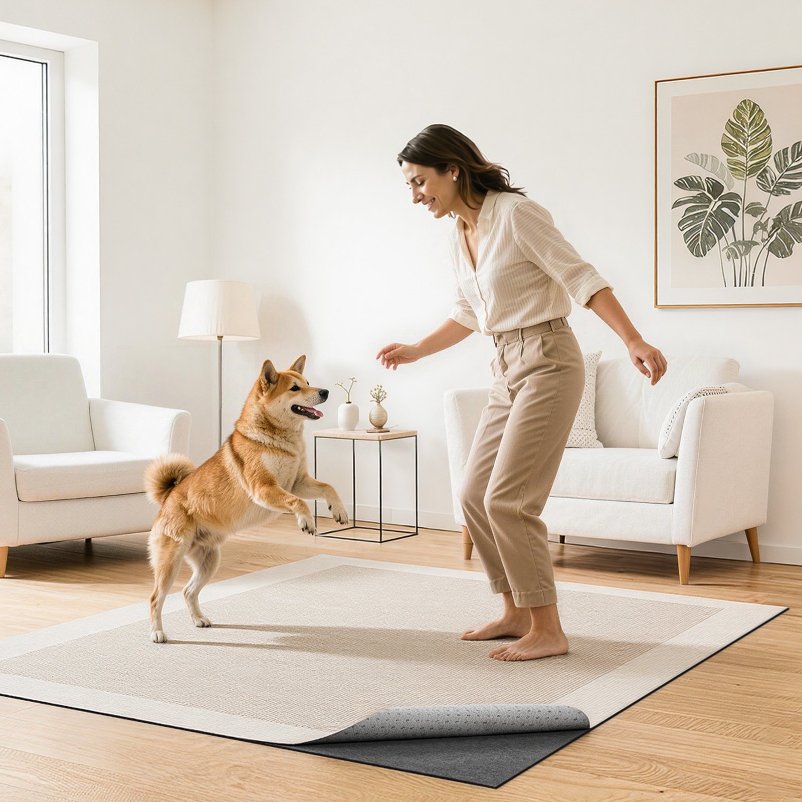 VEVOR Rug Pad 1.52 x 2.13 m, Non-slip Carpet Area Pad, Rug Mat Padding with Dual Surface Felt Cushion & Rubber Gripper, Hardwood Floor Protection for All Floors, Finishes, Keeps Carpets in Place