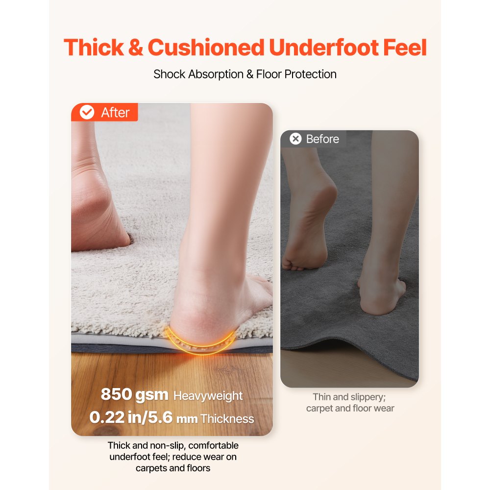 VEVOR Rug Pad 2.44 x 1.52 m, Non-slip Carpet Area Pad, Rug Mat Padding with Dual Surface Felt Cushion & Rubber Gripper, Hardwood Floor Protection for All Floors, Finishes, Keeps Carpets in Place