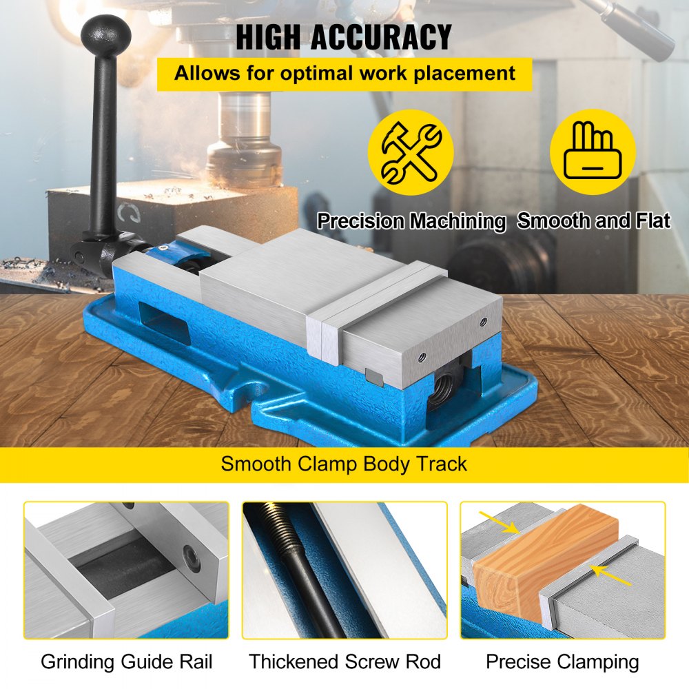 VEVOR milling vise offering high accuracy, precision machining, and smooth clamping.