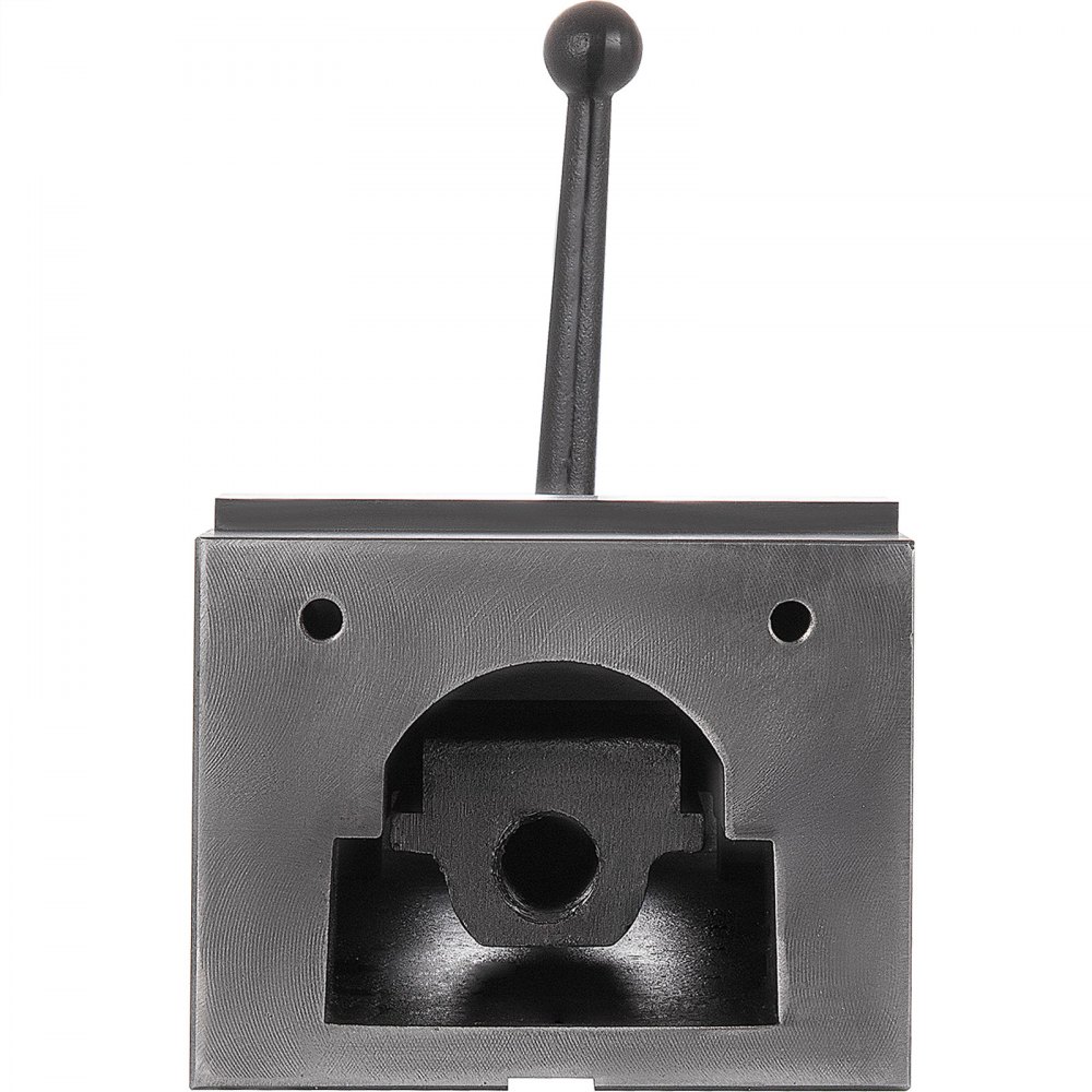 front view of sturdy VEVOR milling vice with handle and mounting holes.