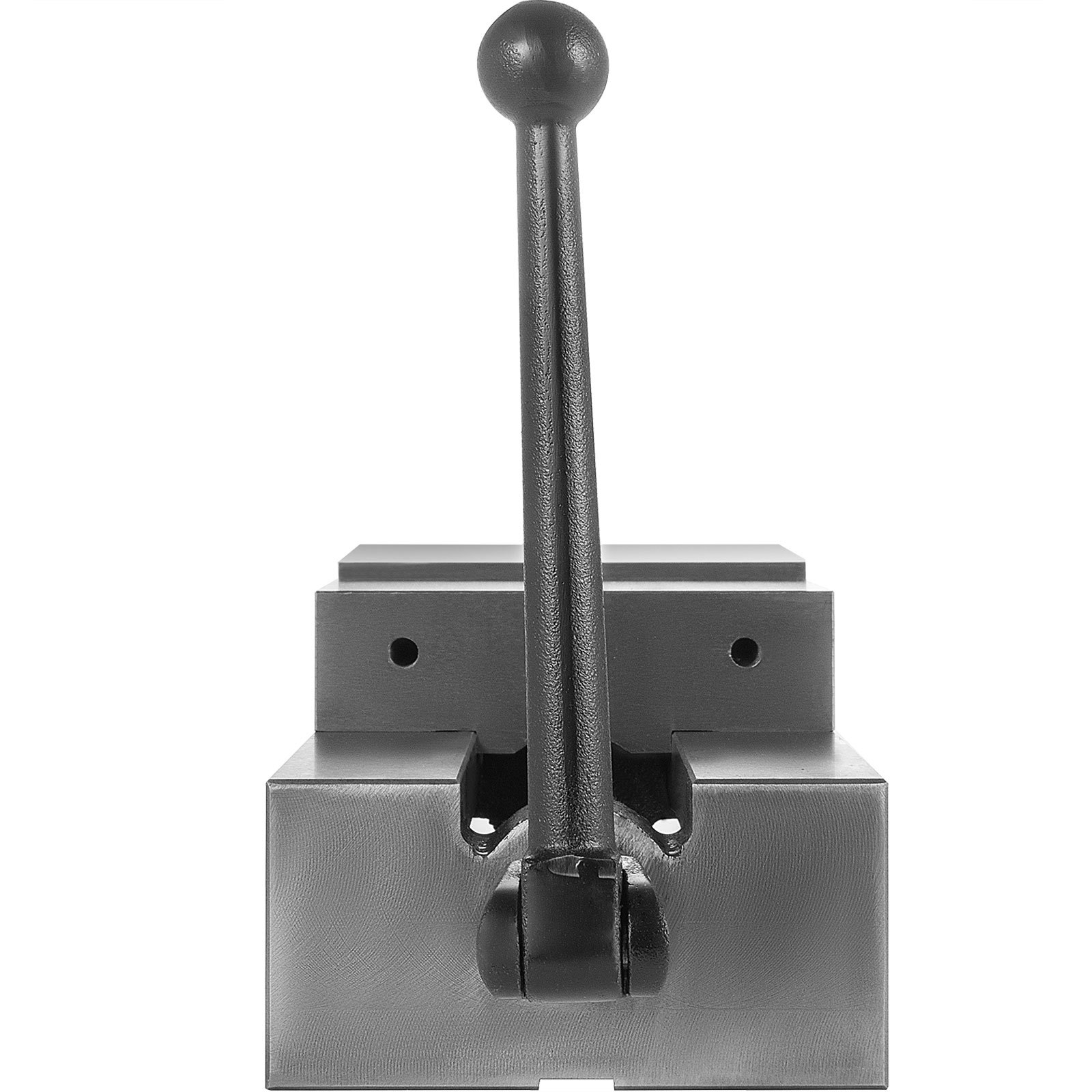 front view of a VEVOR milling vice with a long central handle.