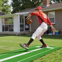 VEVOR Softball Pitching Mat, 10' x 3' Softball Pitching Mound, Antislip Antifade Rubber Softball Pitching Training Aid, Pitch Practice Mat for Pitchers Indoor Outdoor Pitching Practice, Green