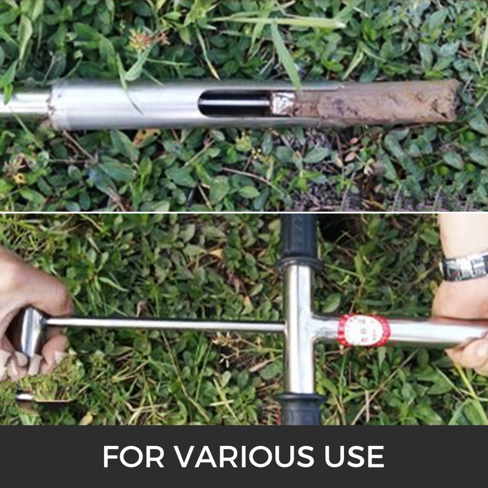 VEVOR SUS304 Soil Probe Sampler w/ Foot Pedal Eject T-style 20" Probe Drill
