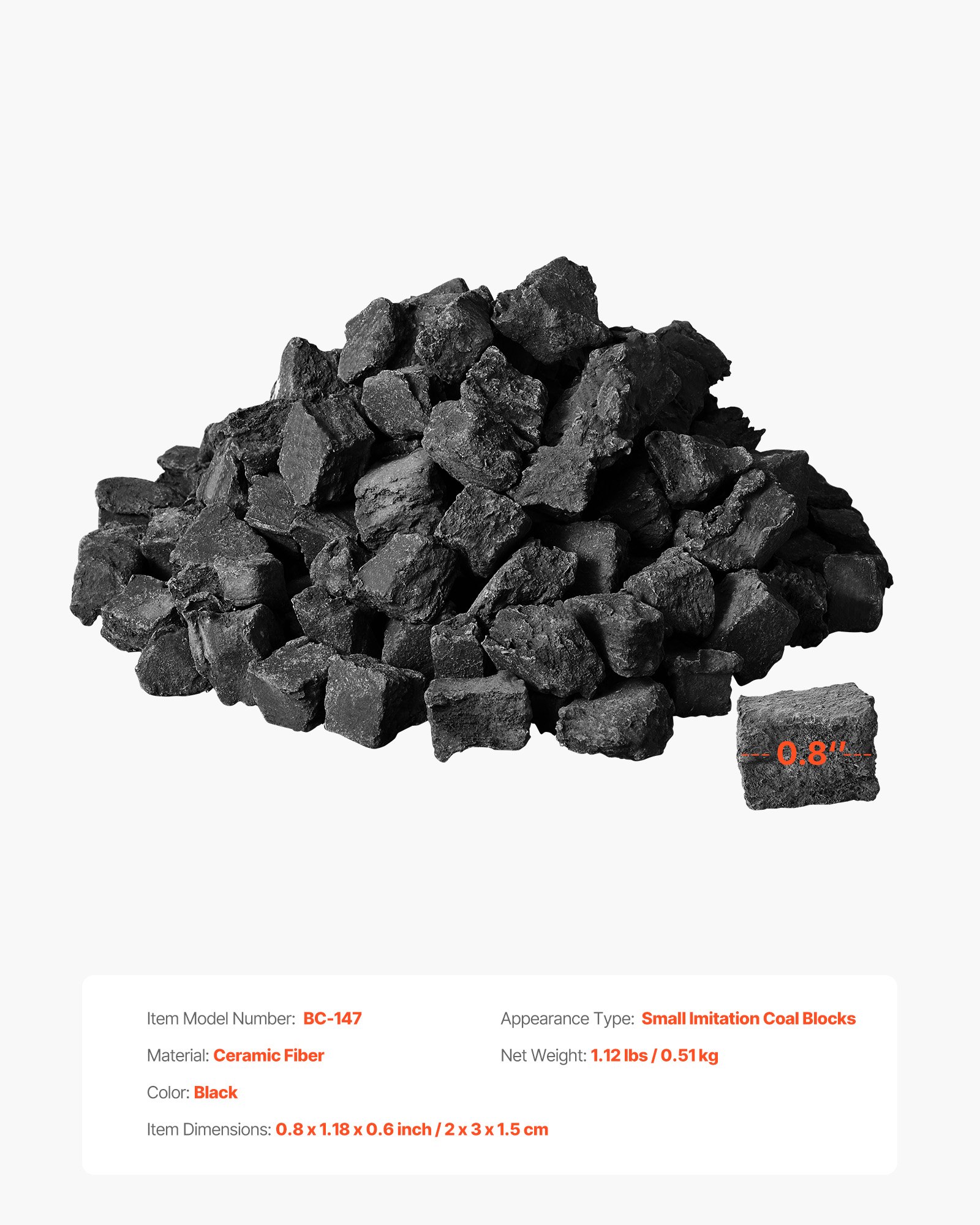 VEVOR Lava Rocks, 20.32-30.48 mm Fire Stones Lava Rocks For Fire Pit, Reusable Fire Pit Stones Indoor and Outdoor Use, Decorative Firepit Stone for Propane/Gas Fireplace,Stove,Courtyard,Camping