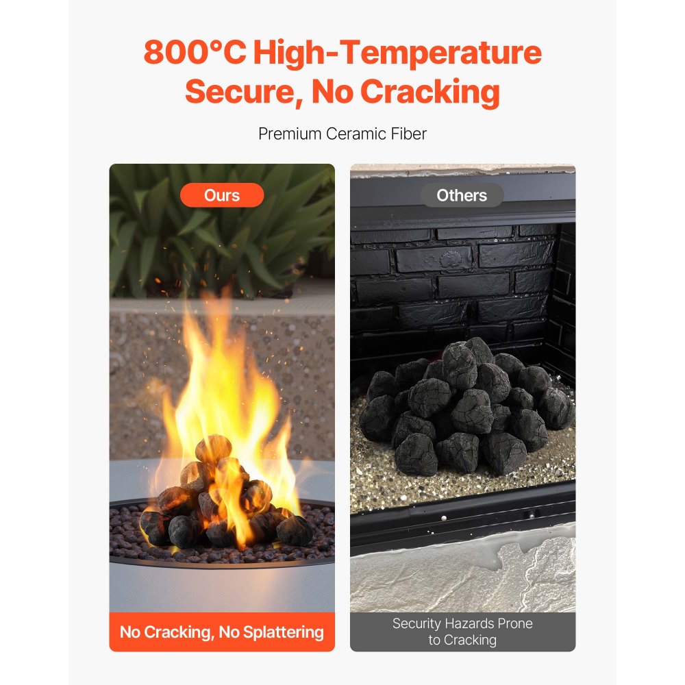 VEVOR Lava Rocks, 30.48-50.8 mm 25 Pcs Fire Stones Lava Rocks For Fire Pit, Reusable Fire Pit Stones Indoor & Outdoor Use,Decorative Firepit Stone for Propane/Gas Fireplace,Stove, Courtyard,Camping