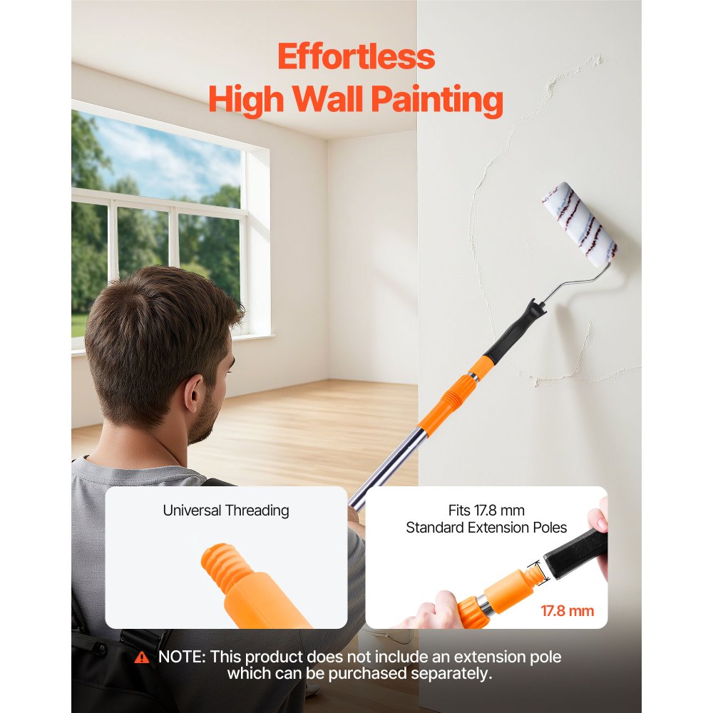 VEVOR 4 Inch Paint Roller Frame, Paint Handles Fits 4 in Mini Roller, Painting Supplies for Wall House Homes, Lightweight Mini Rollers Tools for Ceiling Small Areas Edges and Corners, 12 Pack, Black