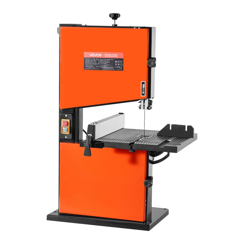 VEVOR Band Saw, 229 mm, Woodworking Benchtop Bandsaw with 373W 1/2 HP Motor, 90 mm Max Cutting Height, 300 x 300 mm Cast Aluminum Table, 0-45° Tilting Range, with Miter Gauge, Fence, for Woodworking