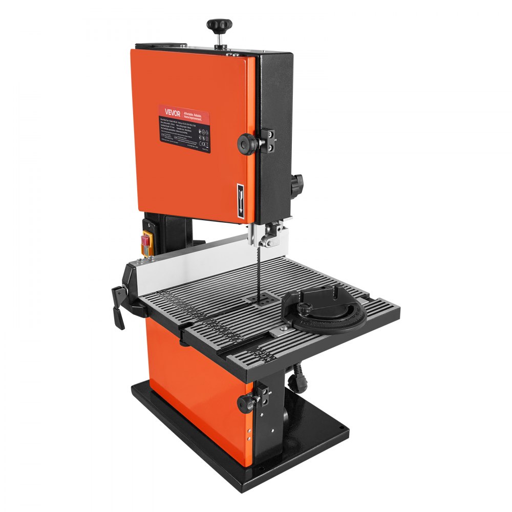 VEVOR Band Saw, 229 mm, Woodworking Benchtop Bandsaw with 373W 1/2 HP Motor, 90 mm Max Cutting Height, 300 x 300 mm Cast Aluminum Table, 0-45° Tilting Range, with Miter Gauge, Fence, for Woodworking