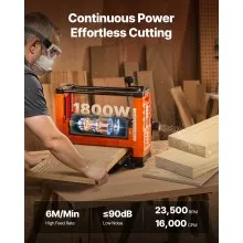 VEVOR Thickness Planer Two-Blade Power Benchtop Planer Woodworking 1800W 13 in