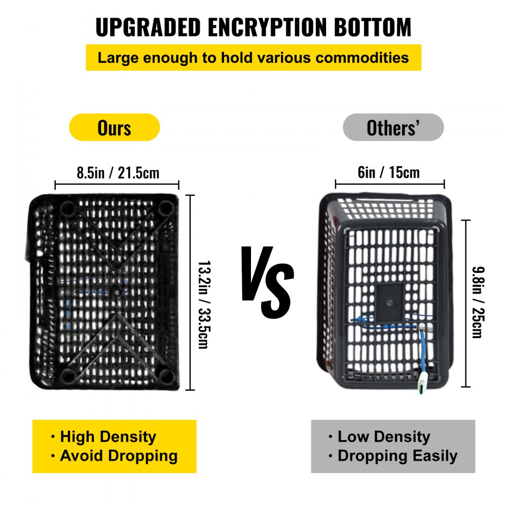 VEVOR Shopping Basket, Set of 12 Black, PE Material with Handle and Stand, Basket Dimension 16.9"L x 11.8"W x 8.07"H and Used for Supermarket, Retail, Grocery- Holds 21 L/5.6 Gal of Merchandise