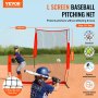 VEVOR L Screen Baseball para gaiola de rebatidas, tela de segurança de beisebol e softball de 7 x 7 pés, tela de rebatidas portátil protetora corporal com bolsa de transporte e estacas de solo, rede de arremesso de beisebol para proteção de arremessadores