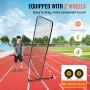 VEVOR L Screen Baseball for Batting Cage, 7x7 ft Softball Safety Screen, Body Protector Portable Batting Screen with Carry Bag, Wheels, Ground Stakes, Heavy Duty Pitching Net for Pitchers Protection