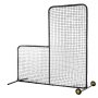 VEVOR L Screen Baseball for Batting Cage, 7x7 ft Softball Safety Screen, Body Protector Portable Batting Screen with Carry Bag, Wheels, Ground Stakes, Heavy Duty Pitching Net for Pitchers Protection